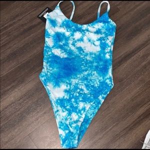 Pretty Little Thing Blue Tiedye one piece